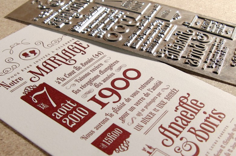 Letterpress printing wedding invites